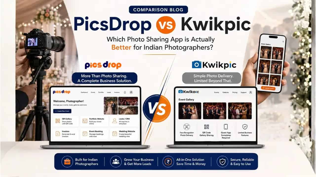 PicsDrop Blog cover: PicsDrop vs Kwikpic. Kwikpic Alternative Free for Photographers