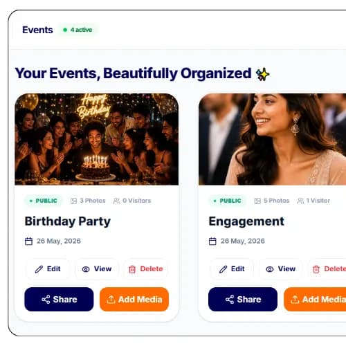 PicsDrop event creator dashboard - setting up client photo gallery