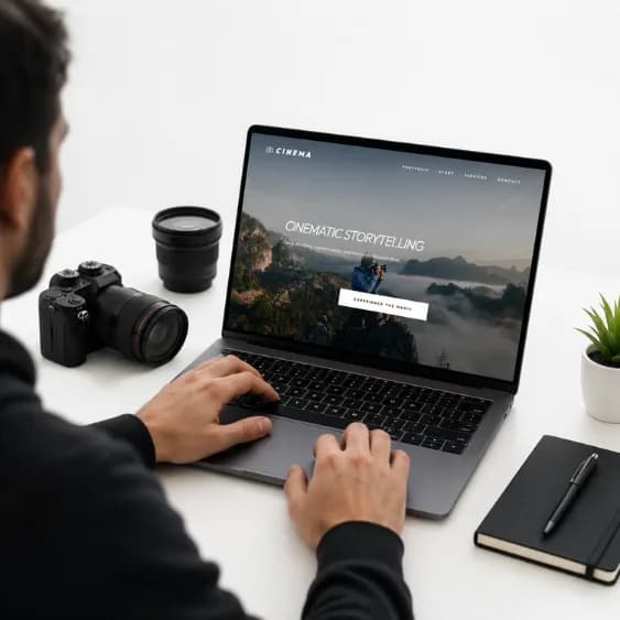 Responsive photographer white-label portfolio website on laptop screen