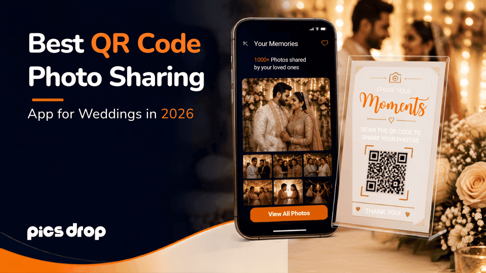 PicsDrop Blog cover: Best QR Code Photo Sharing App for Weddings in 2026
