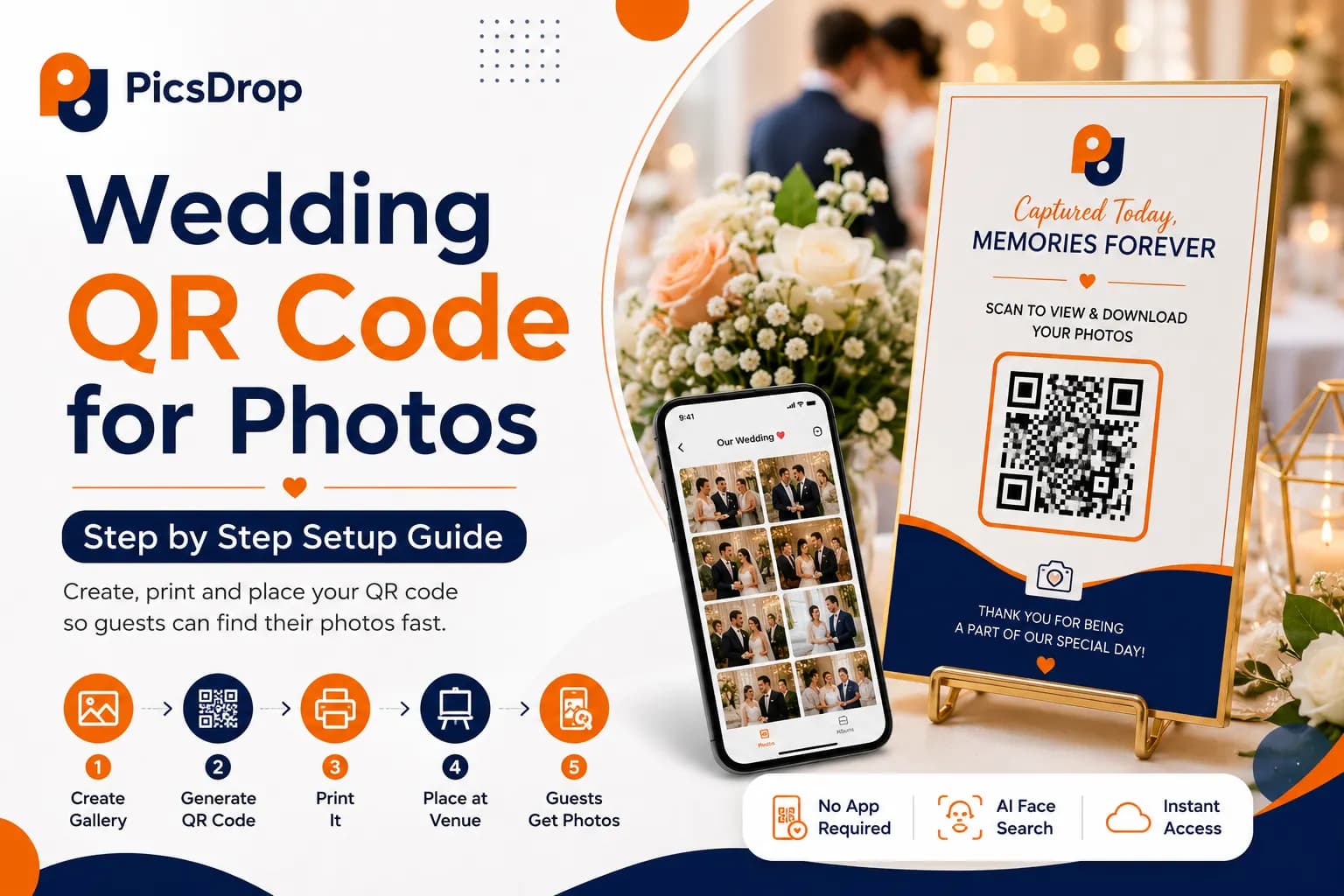 PicsDrop Blog cover: Wedding QR Code for Photos - Step by Step Guide