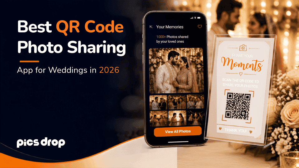 PicsDrop Blog cover: Best QR Code Photo Sharing App for Weddings in 2026